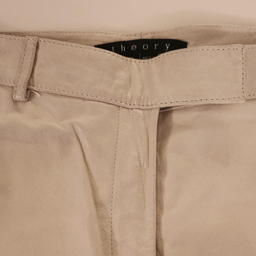 Theory Leather Pants, off-white Women Size 6